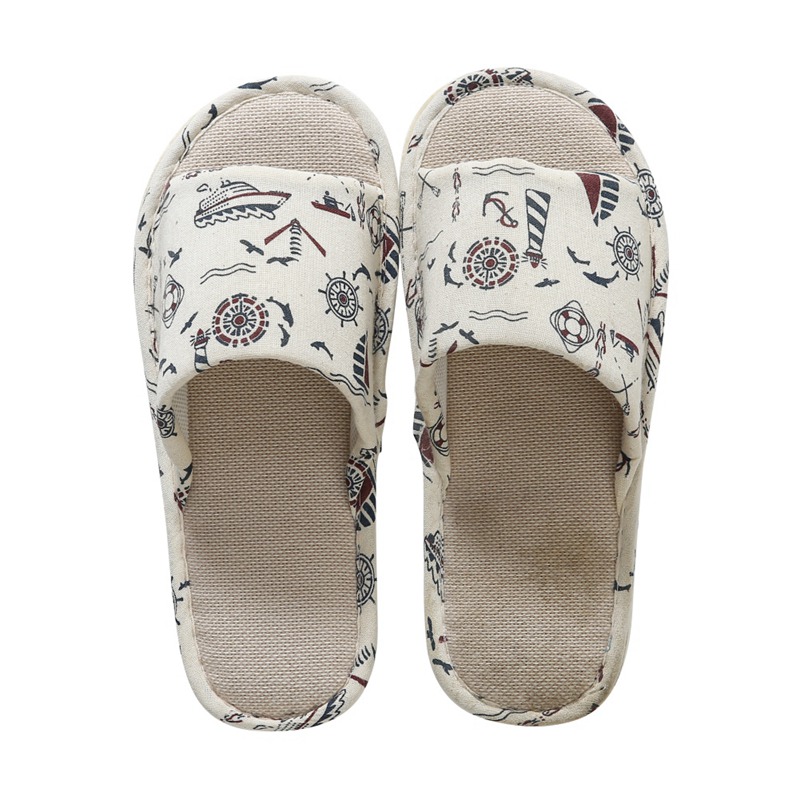 Women and Men s Open Toe Slippers Comfortable Casual Cotton Flax Slipper Indoor Use